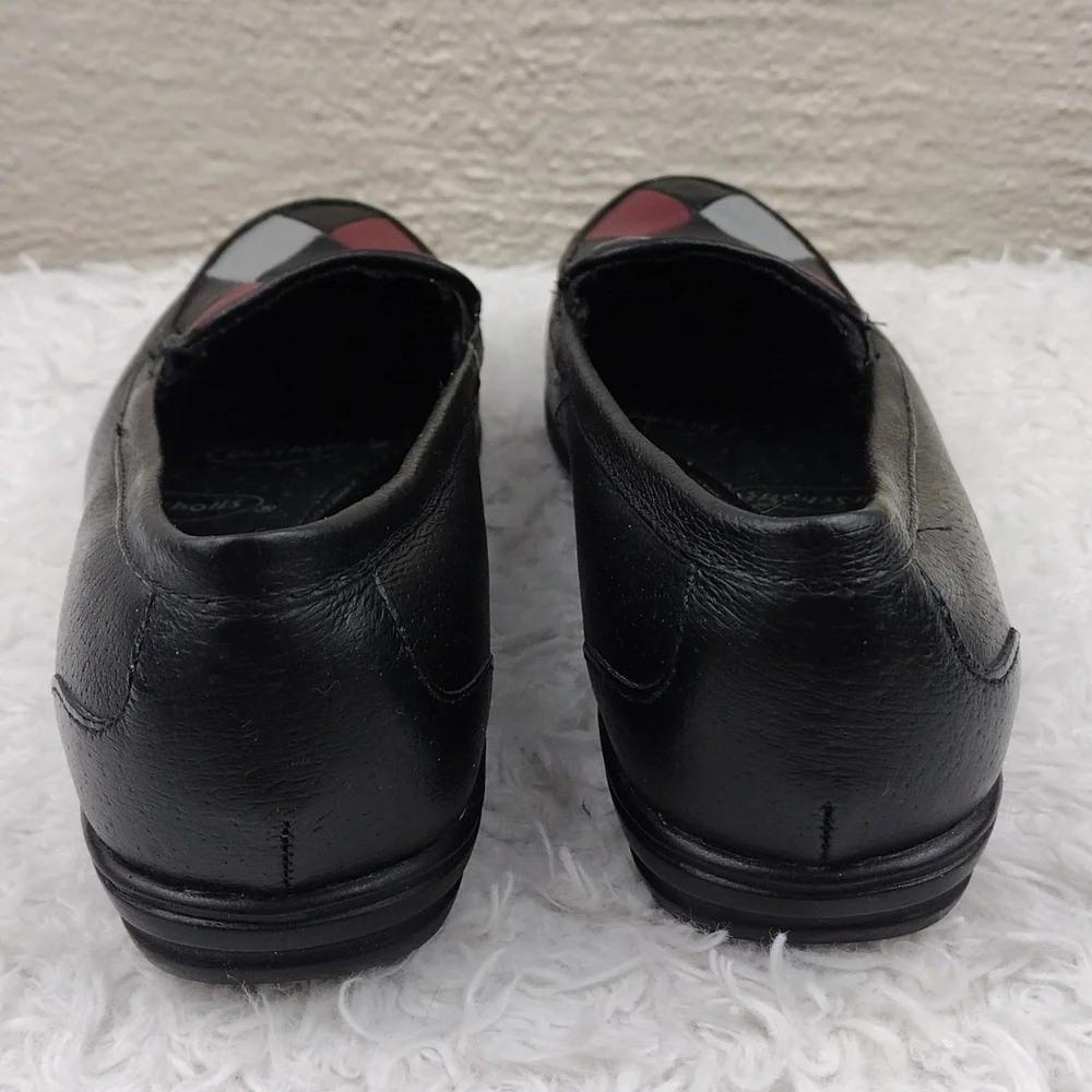Dr Scholl's Double Air-Pillo Black Argyle Design Leather Upper Slip On Loafer